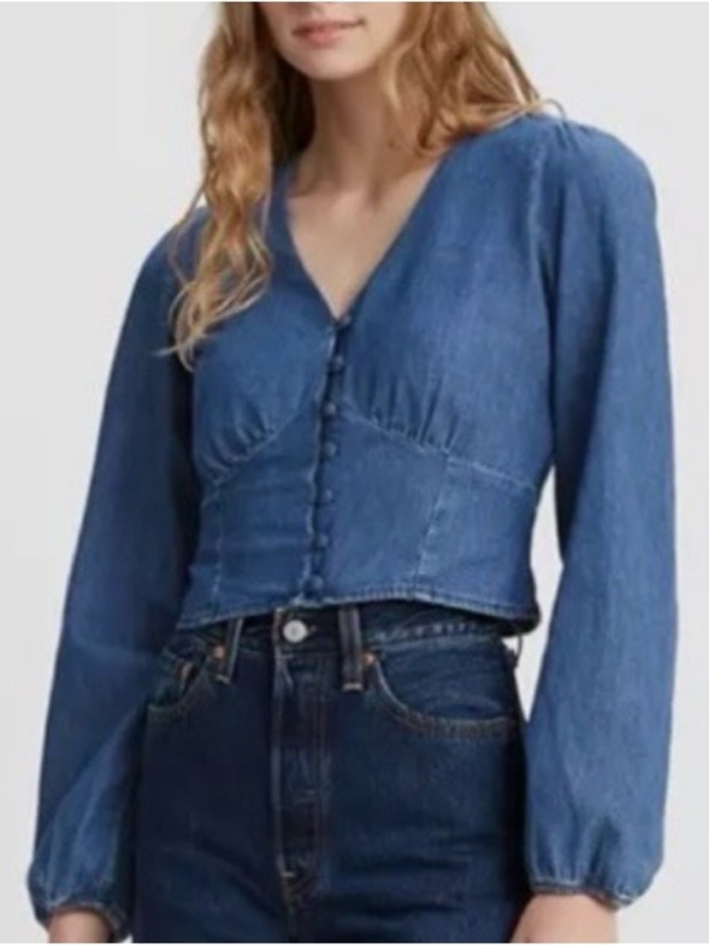 Levis’s Sophia button top denim V-Neck blouse
